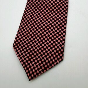 Michelsons London Silk Tie Made in England Pink Navy Diamond‎ Pattern
